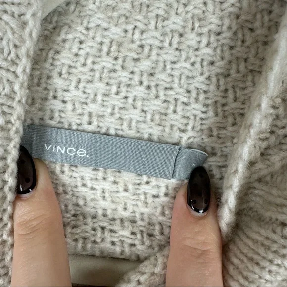 Vince Mock Neck Wool Cashmere Blend Cable Knit Sweater Size S - Picture 4 of 5